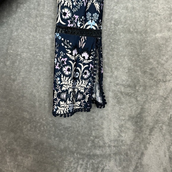 Vince Camuto 8 Shift Dress Navy Blue Paisley Round Neck Bell 3/4 Sleeve Zip Back - Picture 6 of 7